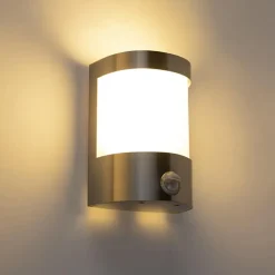 Qazqa buitenlampen met sensor mira zilverkleurig e27