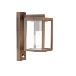 Qazqa buitenlampen met sensor charlois bronskleurig e27