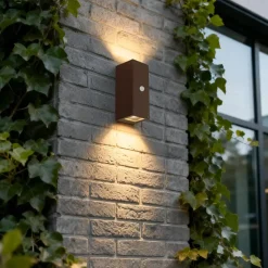 Qazqa buitenlampen met sensor baleno bronskleurig gu10