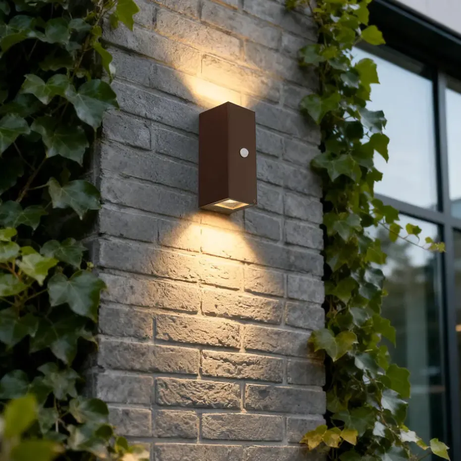 Qazqa buitenlampen met sensor baleno bronskleurig gu10