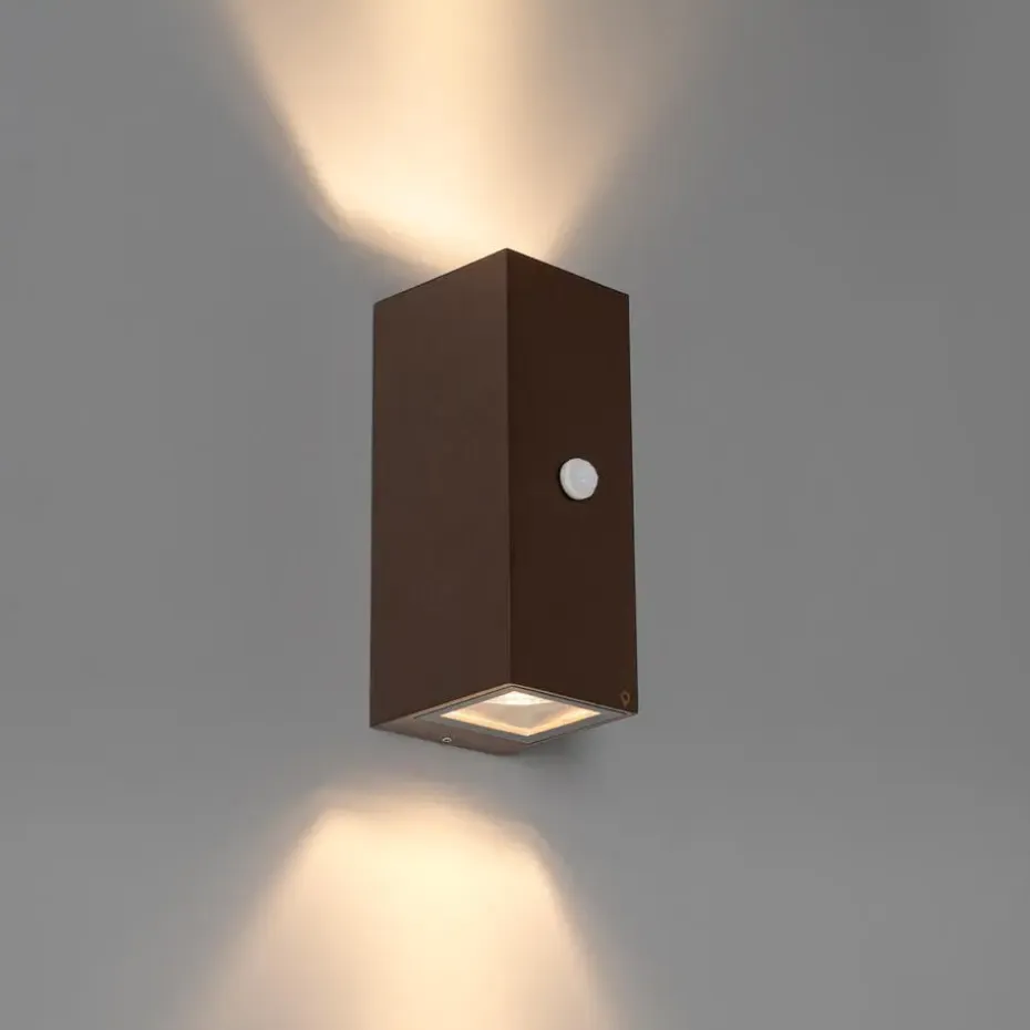 Qazqa buitenlampen met sensor baleno bronskleurig gu10