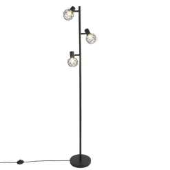 QAZQA Design vloerlamp zwart 3-lichts verstelbaar - Mesh - Zwart