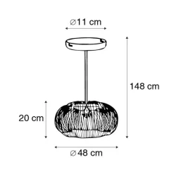 Qazqa hanglampen finn bruin e27