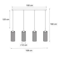 Qazqa hanglampen laura grijs e27