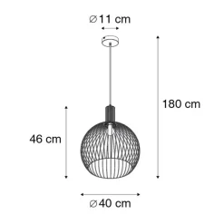 Qazqa hanglampen wire zwart e27
