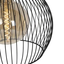Qazqa hanglampen wire zwart e27