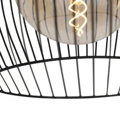 Qazqa hanglampen wire zwart e27