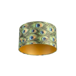 Qazqa lampenkappen cilinder velours groen