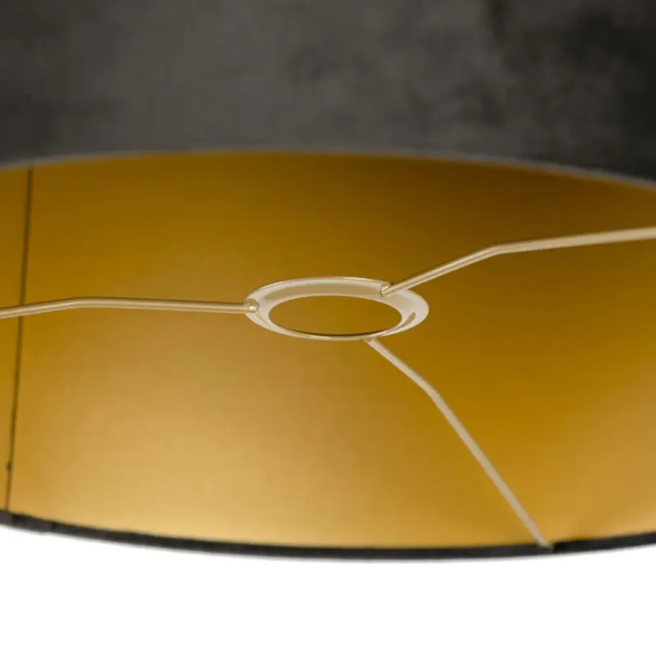 Qazqa lampenkappen cilinder velours zwart