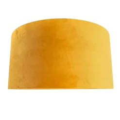 Qazqa lampenkappen cilinder velours geel
