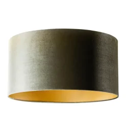 Qazqa lampenkappen cilinder velours groen