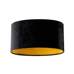 Qazqa lampenkappen cilinder velours zwart