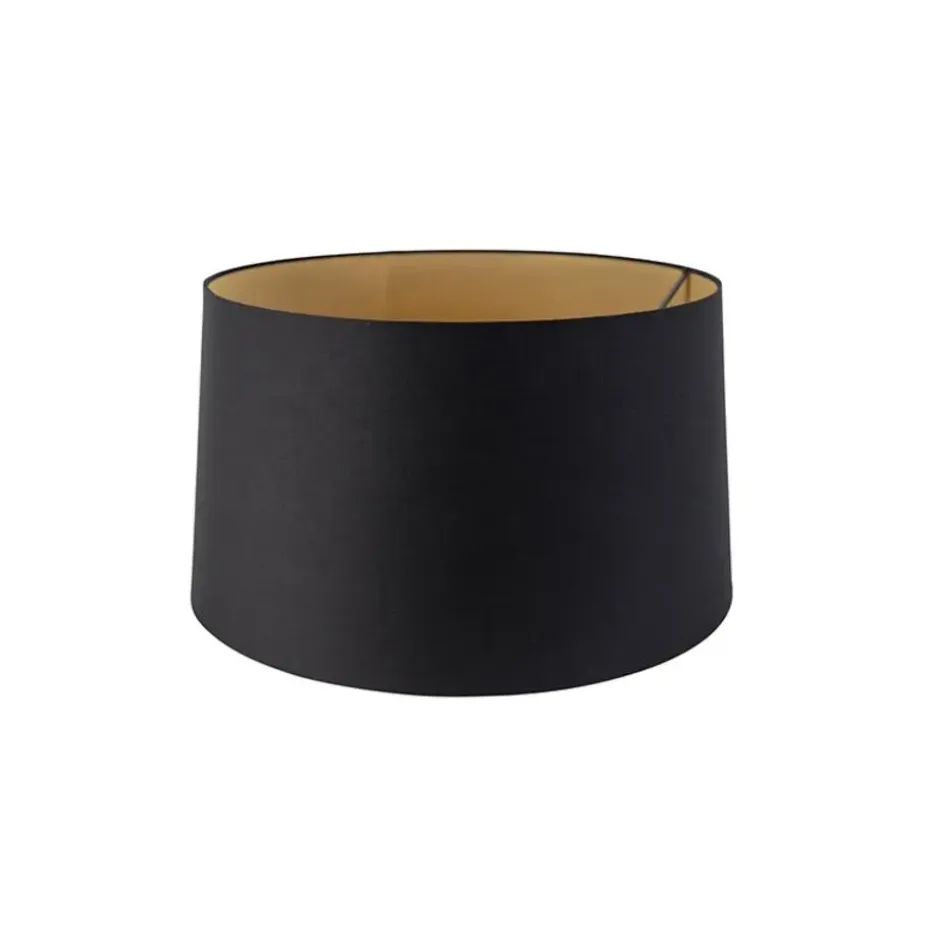 Qazqa lampenkappen rond schuin katoen zwart