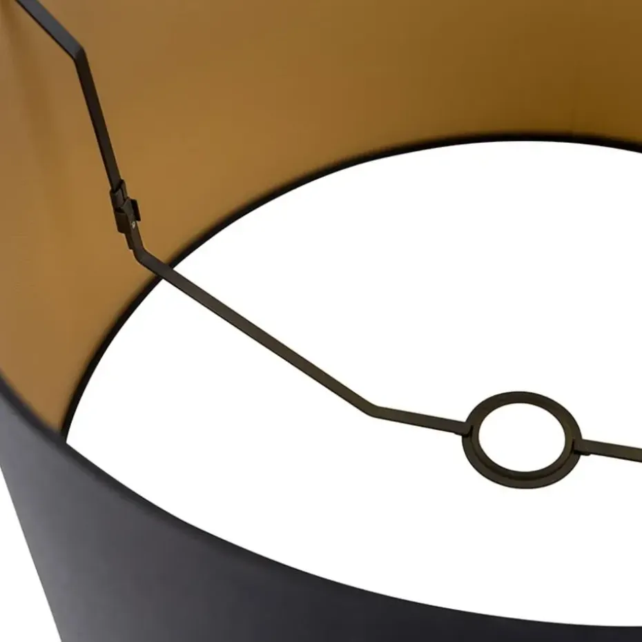 Qazqa lampenkappen rond schuin katoen zwart