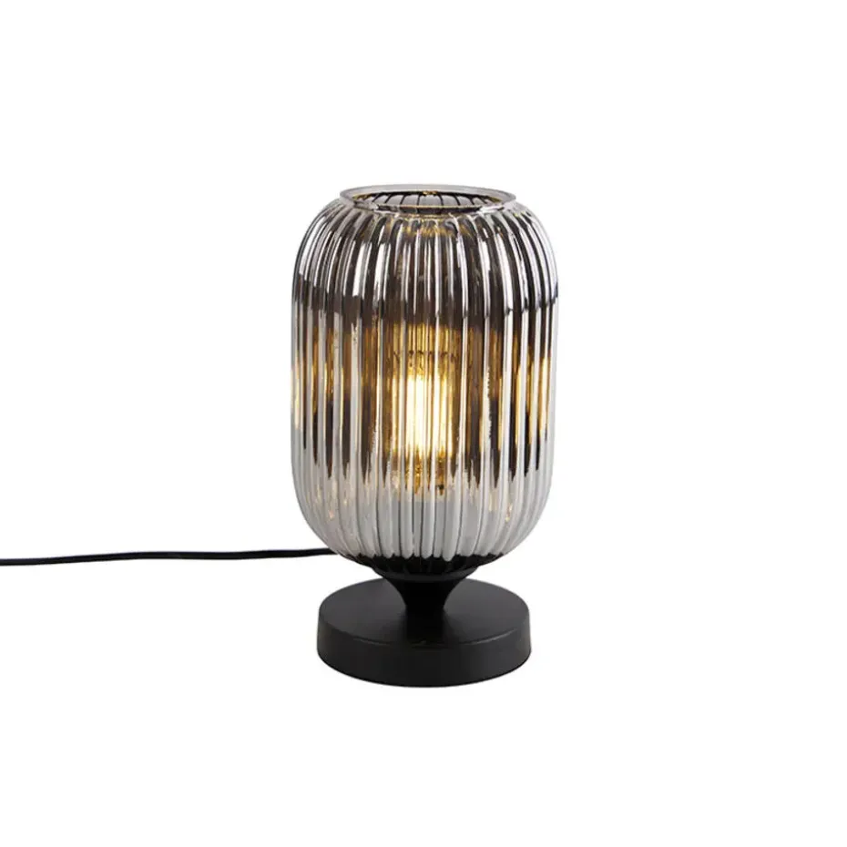 Qazqa tafellampen banci zwart e27