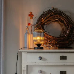 Qazqa tafellampen banci zwart e27