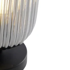 Qazqa tafellampen banci zwart e27