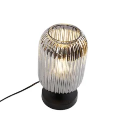 Qazqa tafellampen banci zwart e27