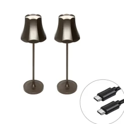 Qazqa tafellampen granny retro bruin geïntegreerde led