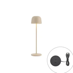 Qazqa tafellampen raika beige geïntegreerde led