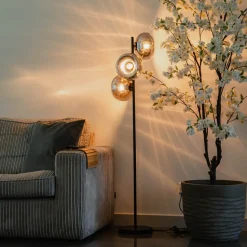 Qazqa vloerlampen ayesha zwart e27