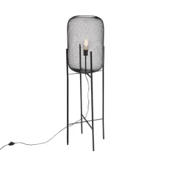 Qazqa vloerlampen bliss_mesh zwart e27