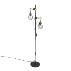 Qazqa vloerlampen chon zwart e27