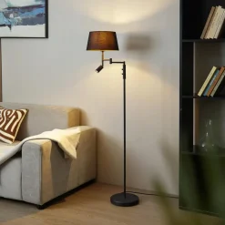 Qazqa vloerlampen ladas zwart e27