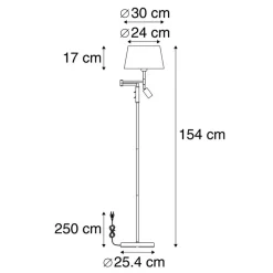 Qazqa vloerlampen ladas zwart e27