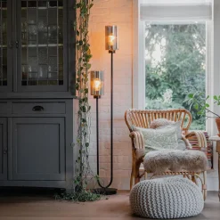 Qazqa vloerlampen laura grijs e27