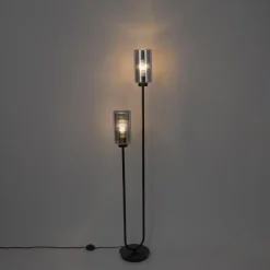 Qazqa vloerlampen laura grijs e27