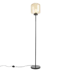 Qazqa vloerlampen qara beige e27