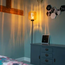 Qazqa vloerlampen qara beige e27