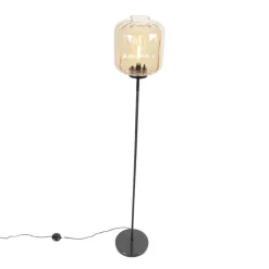 Qazqa vloerlampen qara beige e27