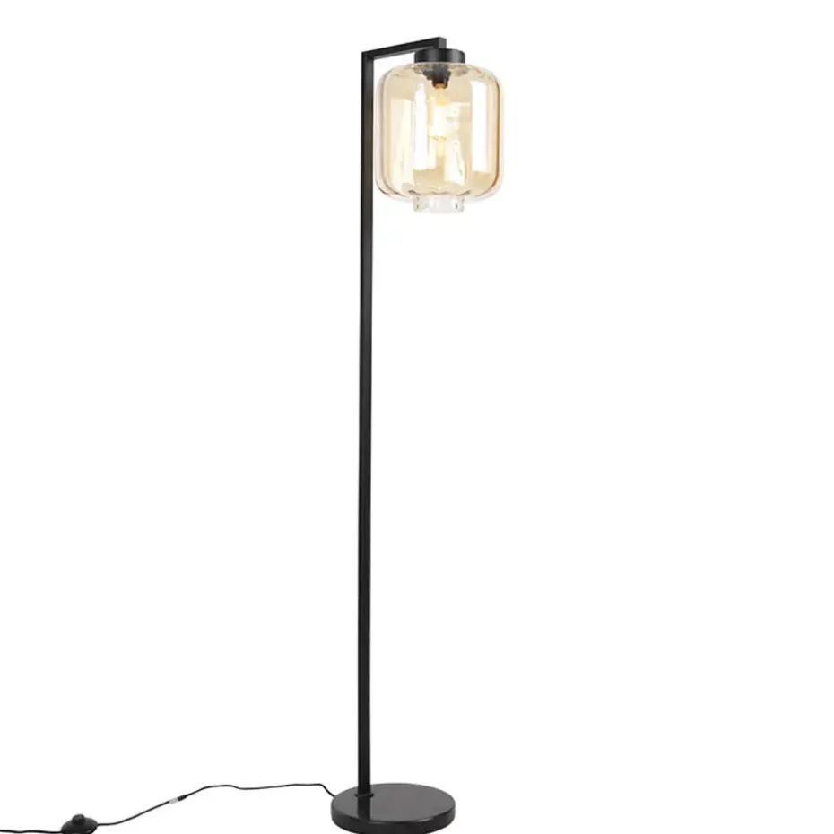 Qazqa vloerlampen qara beige e27
