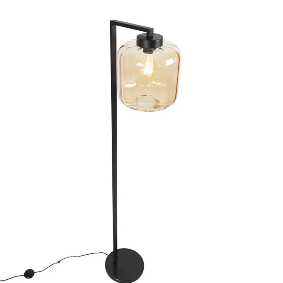 Qazqa vloerlampen qara beige e27