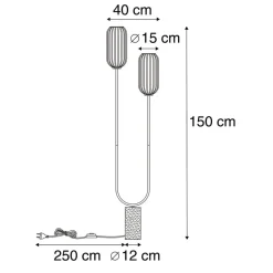 Qazqa vloerlampen rid zwart e27