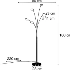 Qazqa vloerlampen sixties zilverkleurig geïntegreerde led