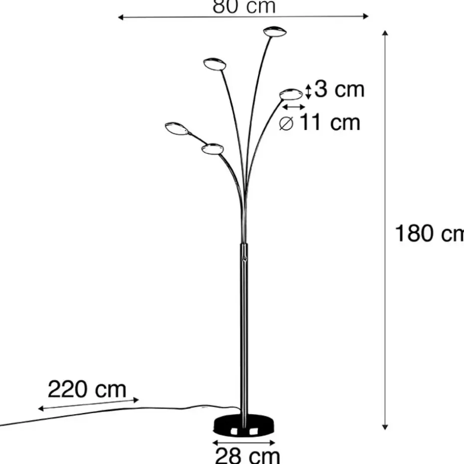 Qazqa vloerlampen sixties zilverkleurig geïntegreerde led
