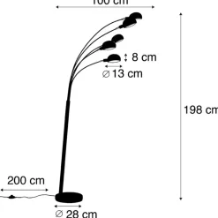 Qazqa vloerlampen sixties fl zwart e14