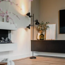 Qazqa vloerlampen tommy zwart e14