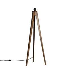 Qazqa vloerlampen tripod_classic bruin e27