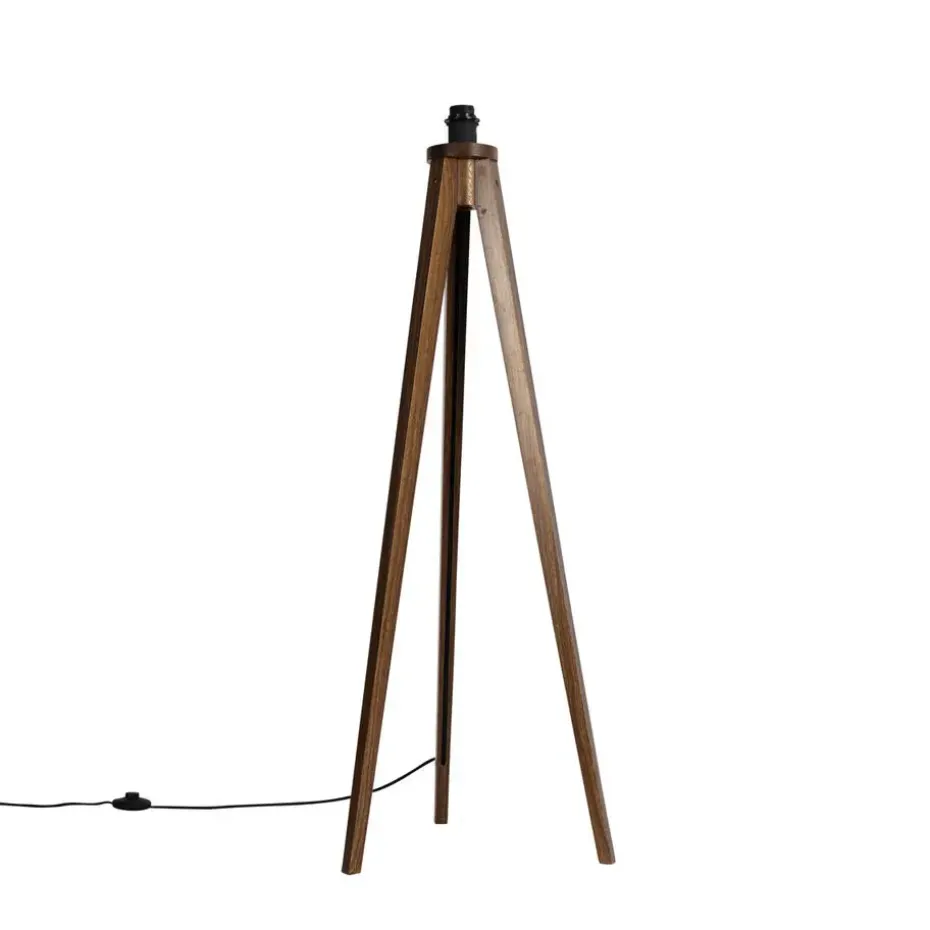 Qazqa vloerlampen tripod_classic bruin e27