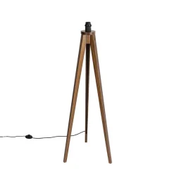 Qazqa vloerlampen tripod_classic bruin e27