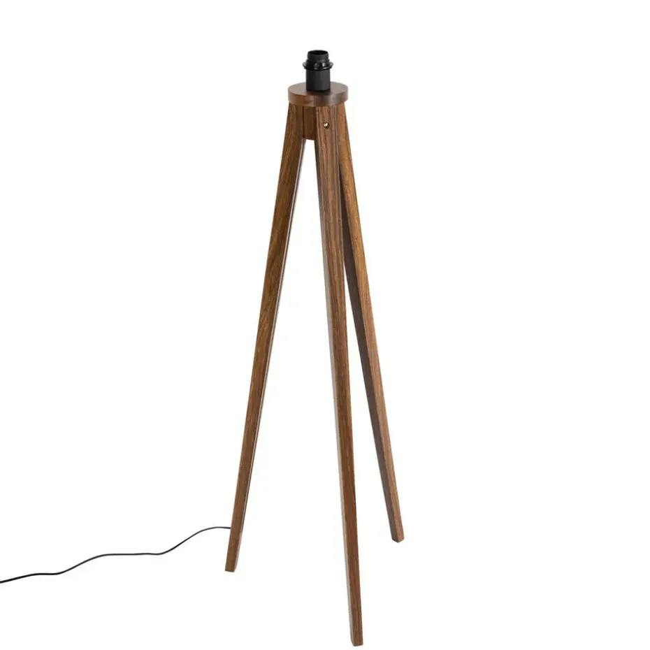 Qazqa vloerlampen tripod_classic bruin e27