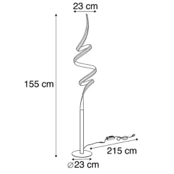 Qazqa vloerlampen twisted fl zwart geïntegreerde led