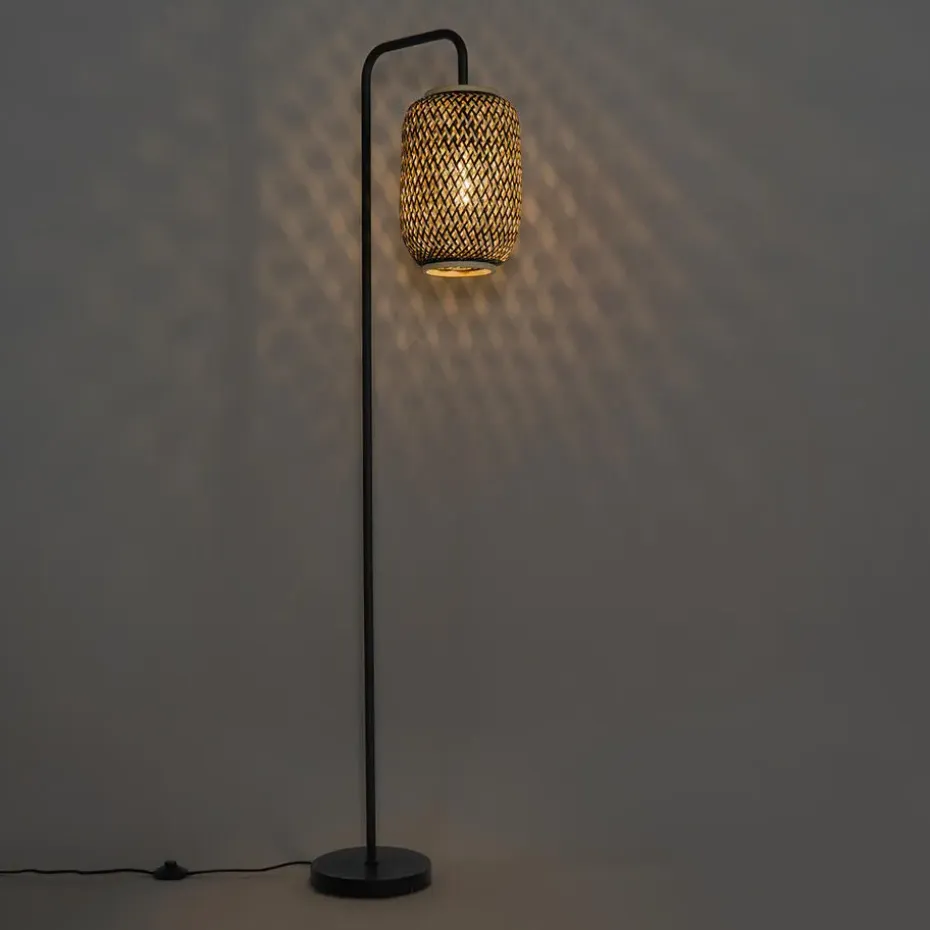 Qazqa vloerlampen yvonne zwart e27