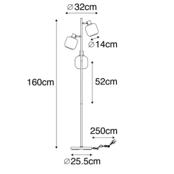 Qazqa vloerlampen zuzanna grijs e14