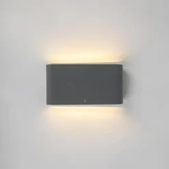Qazqa wandlampen buiten batt grijs geïntegreerde led