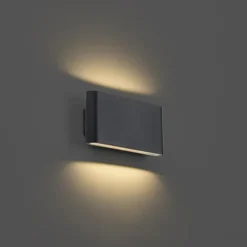 Qazqa wandlampen buiten batt zwart geïntegreerde led